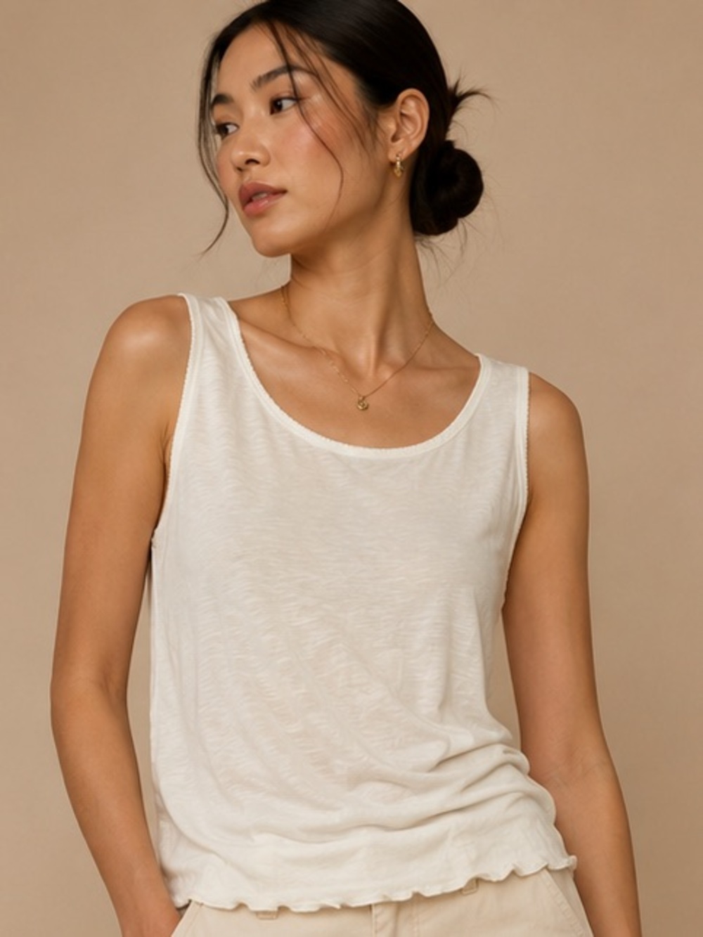 Comfort Choice White Cotton Tank Top Women's 2X
